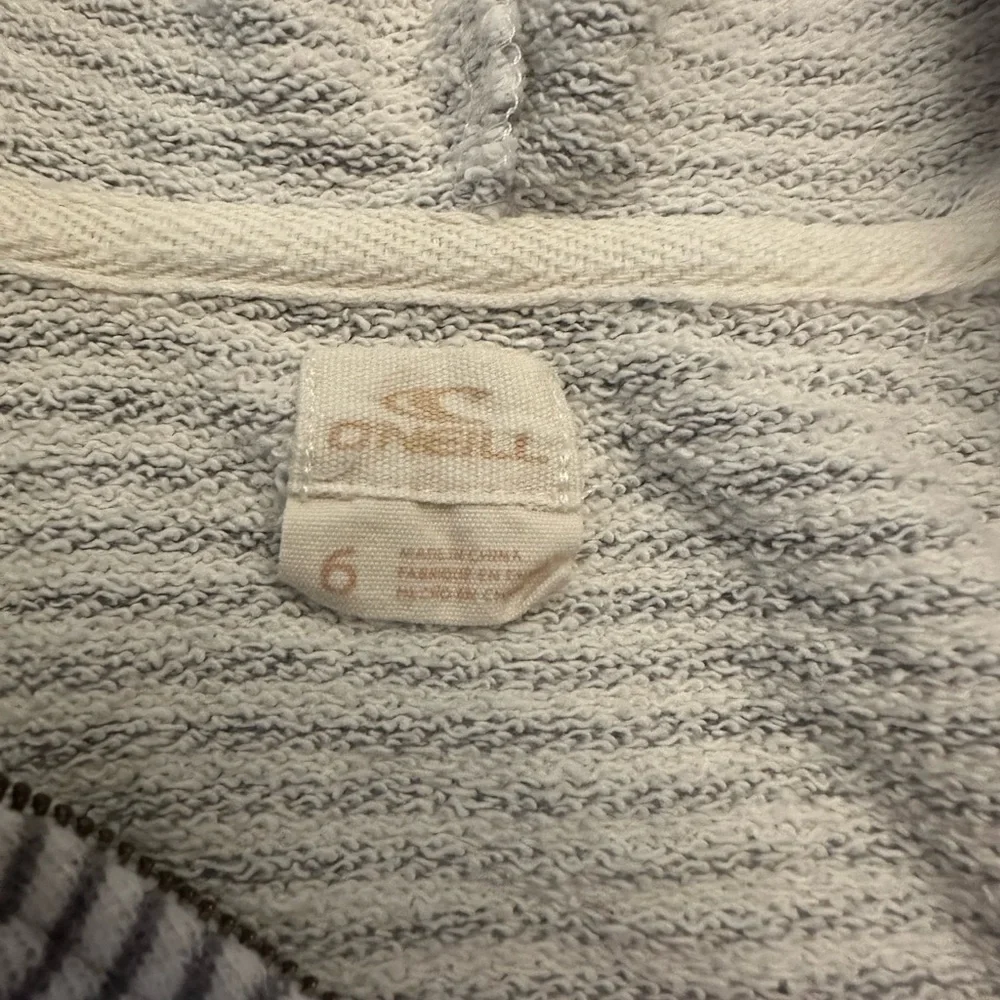 O'Neill Gray and Pink Striped Hoodie Sweatshirt